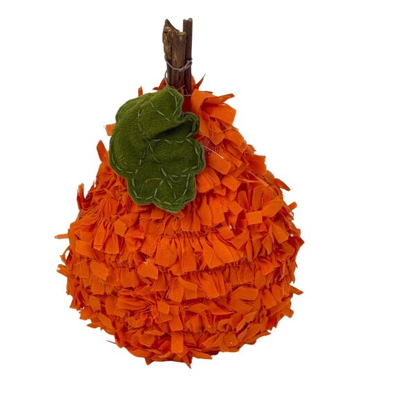 Primitive Rag Stuffed Pumpkin Fall Halloween Decor - Picture 3 of 6